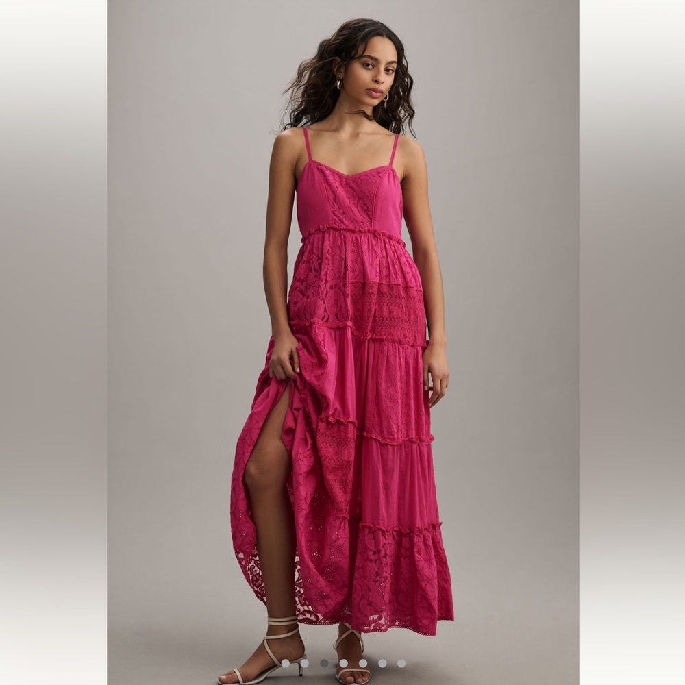 Anthropologie Bhanuni by Jyoti Sleeveless Patchwork Pink Dress Size S